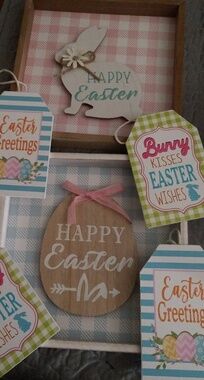 Easter Decor Bundle - Spring Pastel Signs & Tabletop Decorations- OS